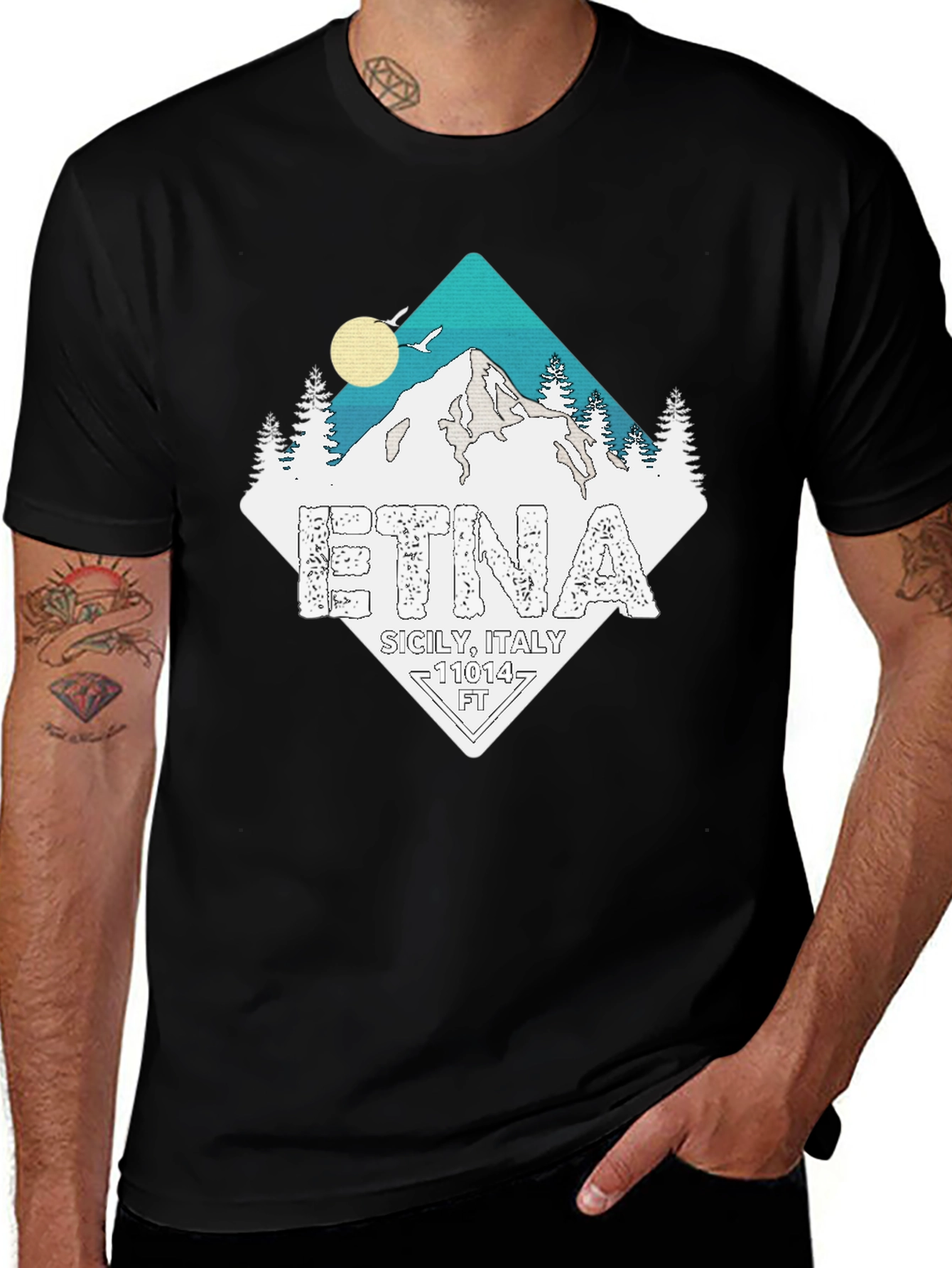 Etna Sicily Italy Black T-Shirt