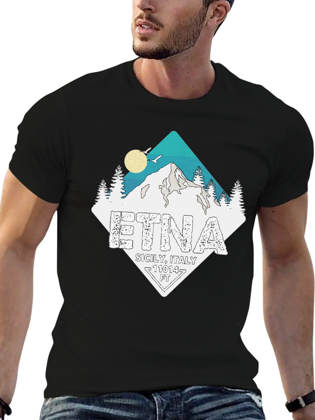 Etna Sicily Italy Black T-Shirt