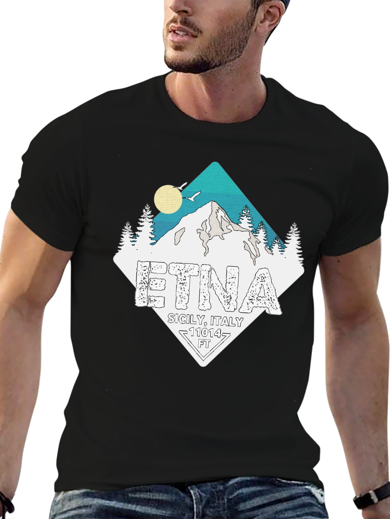 Etna Sicily Italy Black T-Shirt