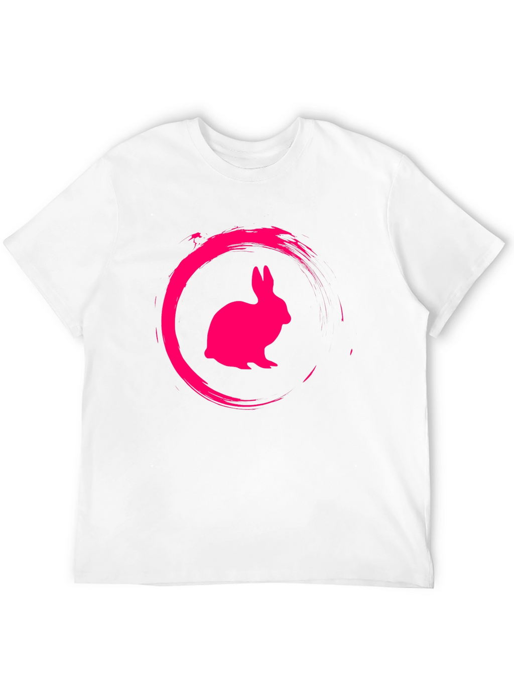 Black Tee with Pink Rabbit Circle Graphic