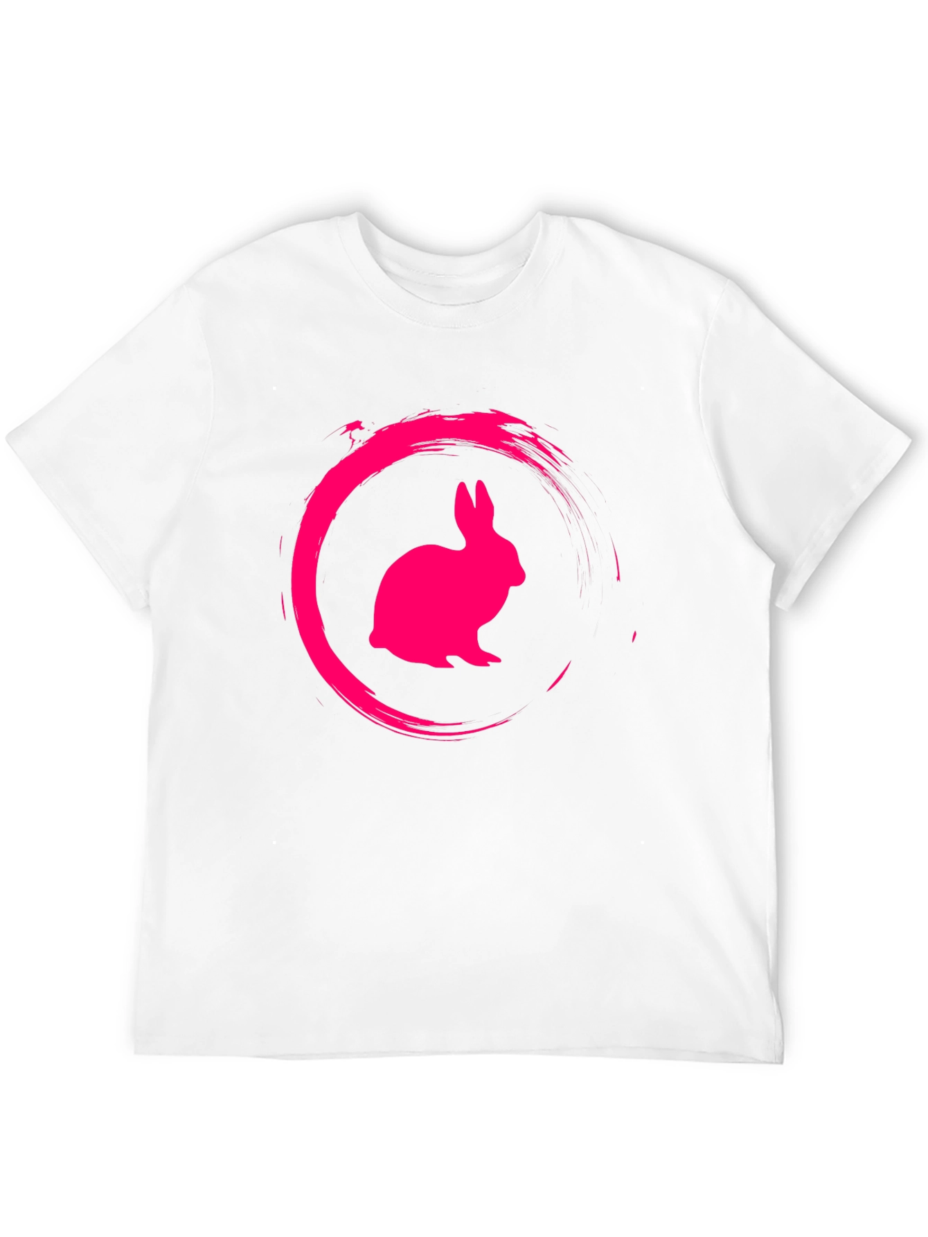 Black Tee with Pink Rabbit Circle Graphic