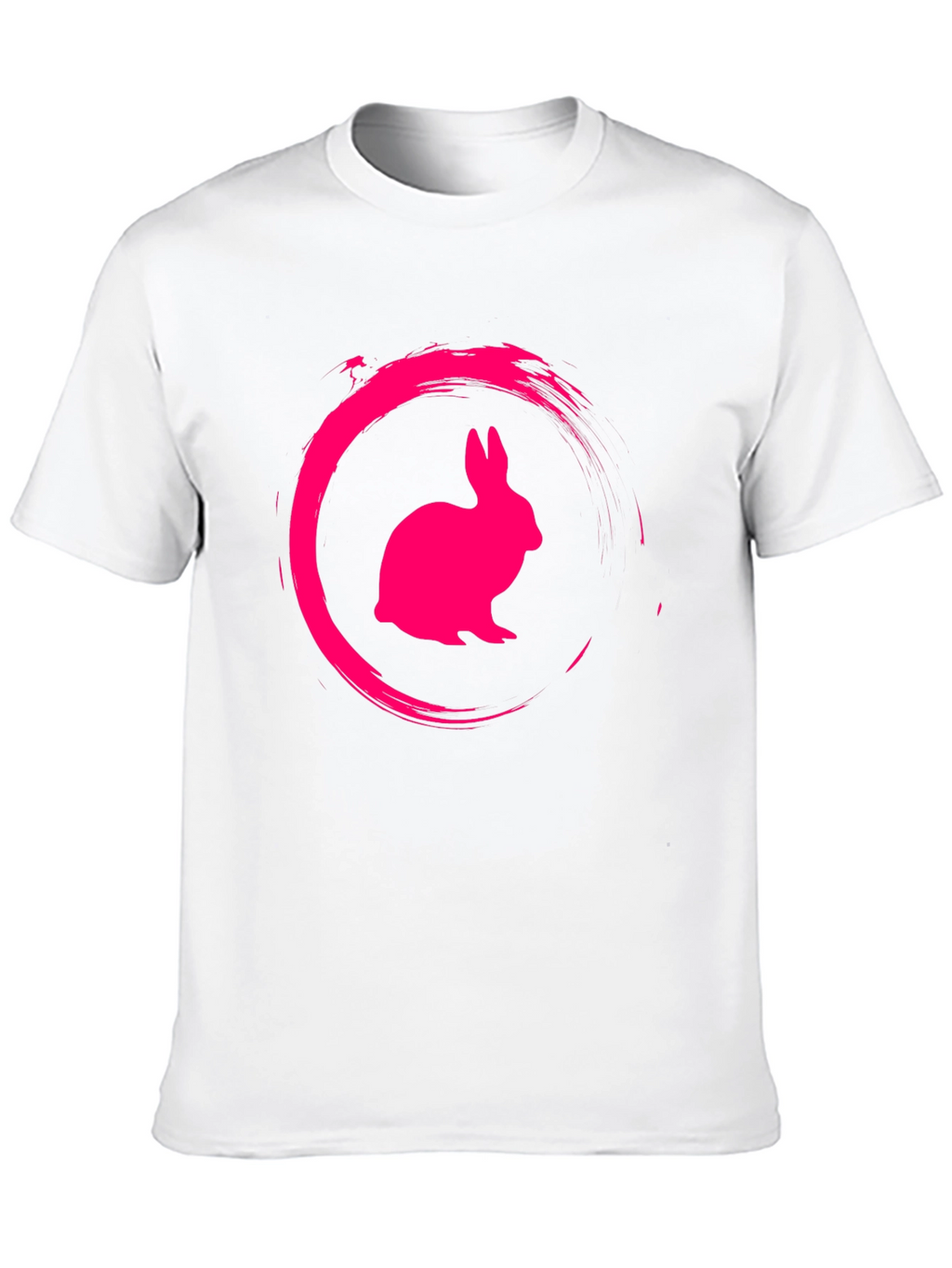 Black Tee with Pink Rabbit Circle Graphic