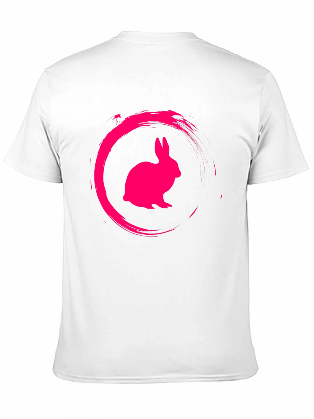 Black Tee with Pink Rabbit Circle Graphic