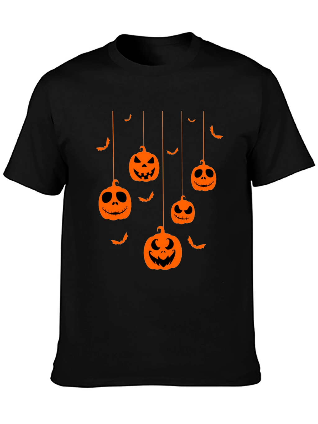 Halloween Pumpkin Bats Graphic Tee - Mens Black T-Shirt