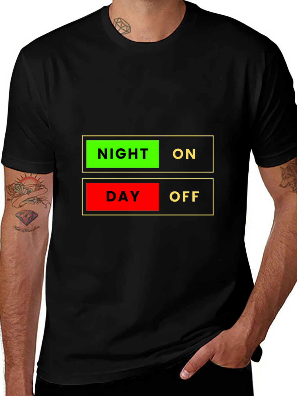 Night On Day Off Graphic T-Shirt - Novelty Design