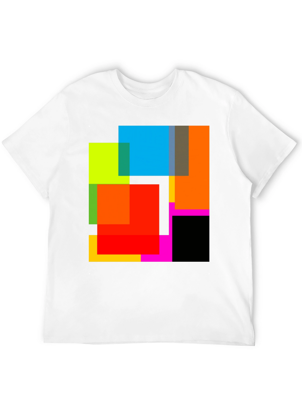 Abstract Geometric Square Pattern Black T-Shirt