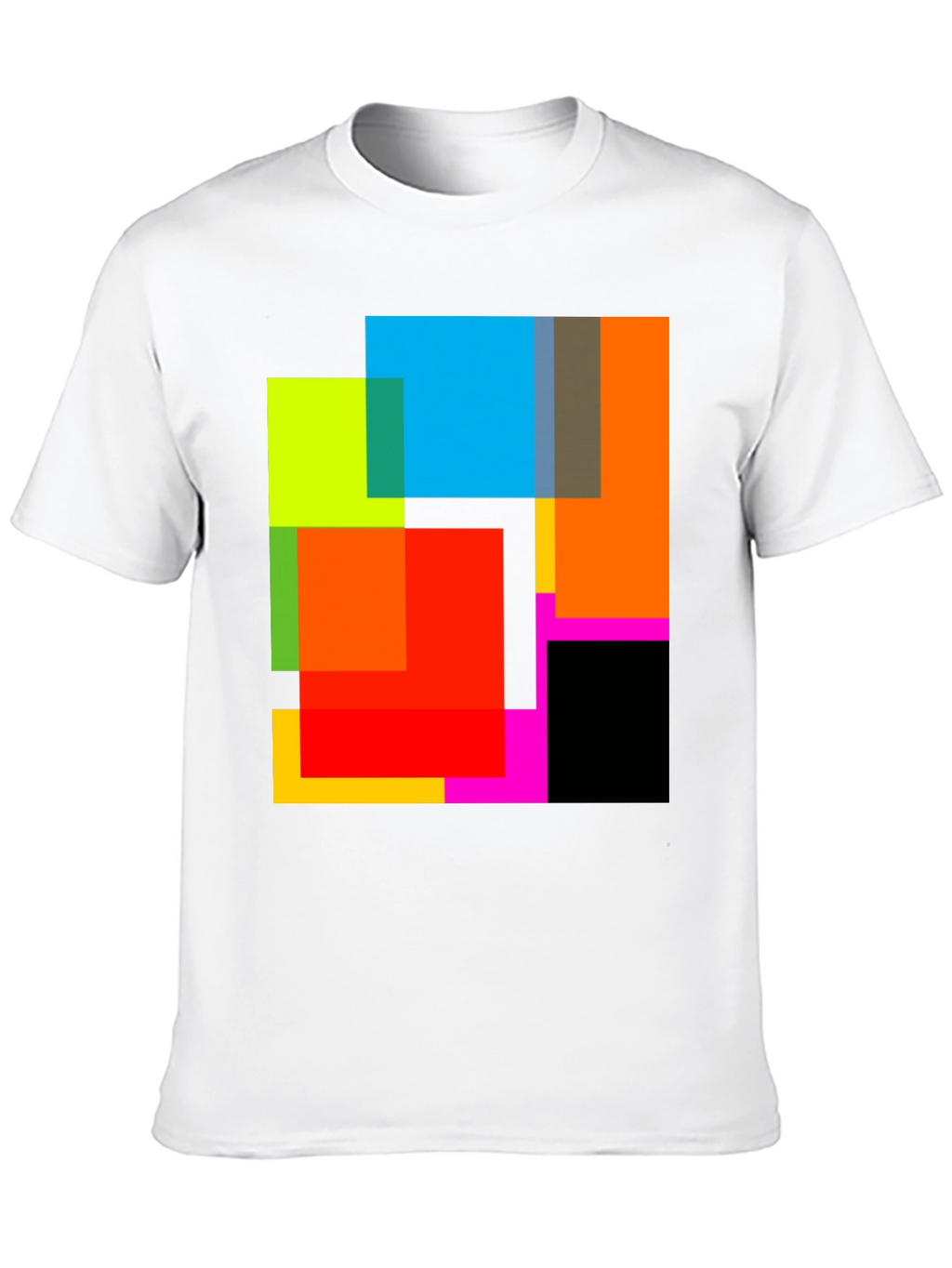 Abstract Geometric Square Pattern Black T-Shirt