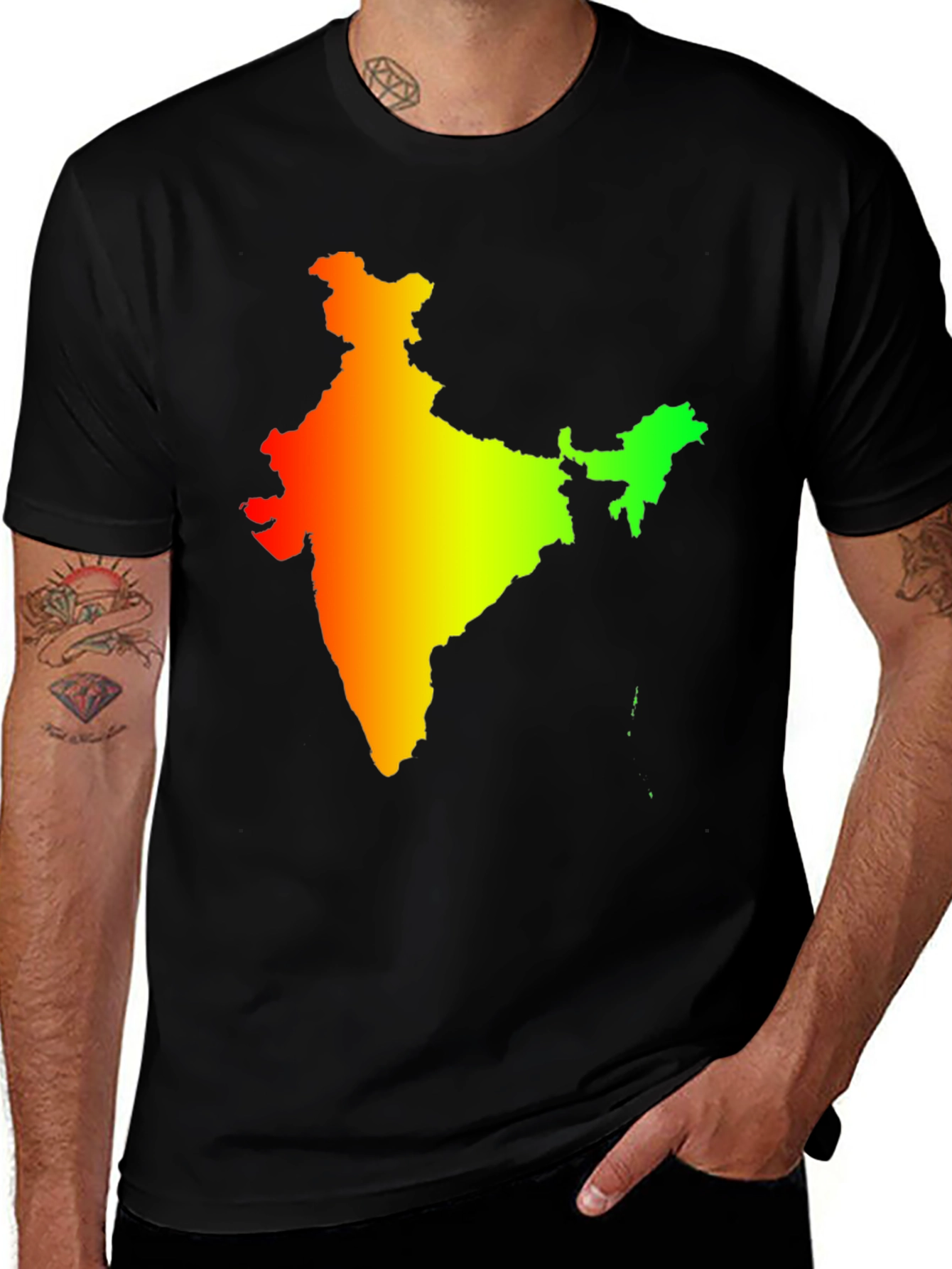 India Map Graphic Tee - Mens Black T-Shirt
