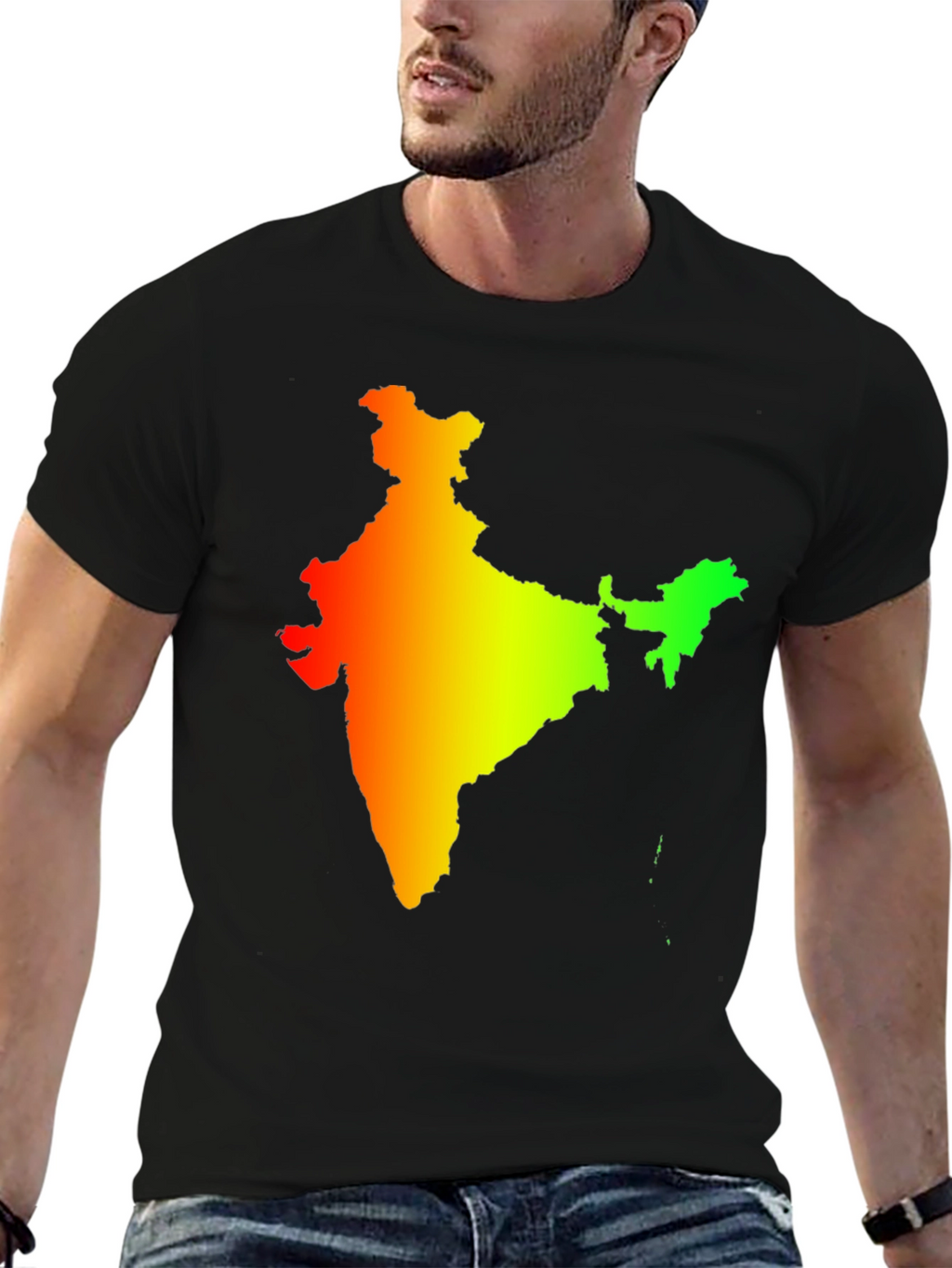 India Map Graphic Tee - Mens Black T-Shirt