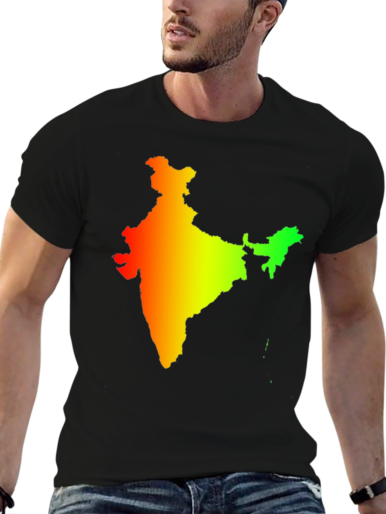 India Map Graphic Tee - Mens Black T-Shirt