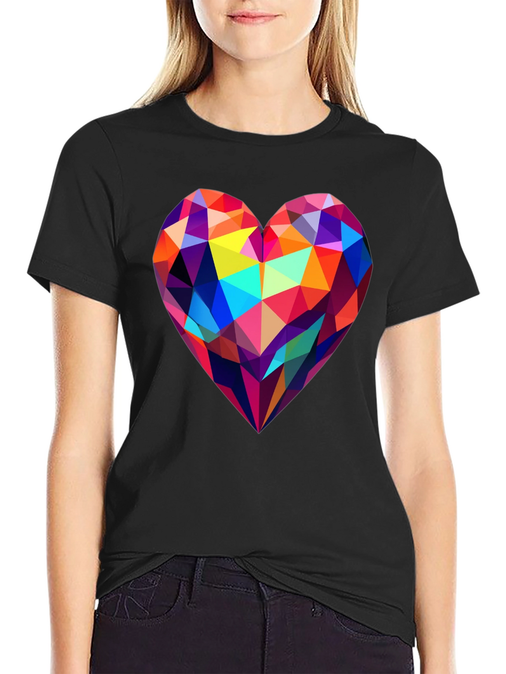 Geometric Heart Graphic Tee - Modern Design