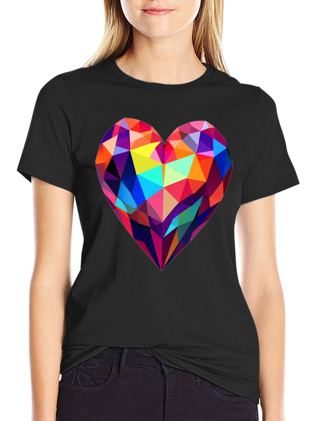 Geometric Heart Graphic Tee - Modern Design