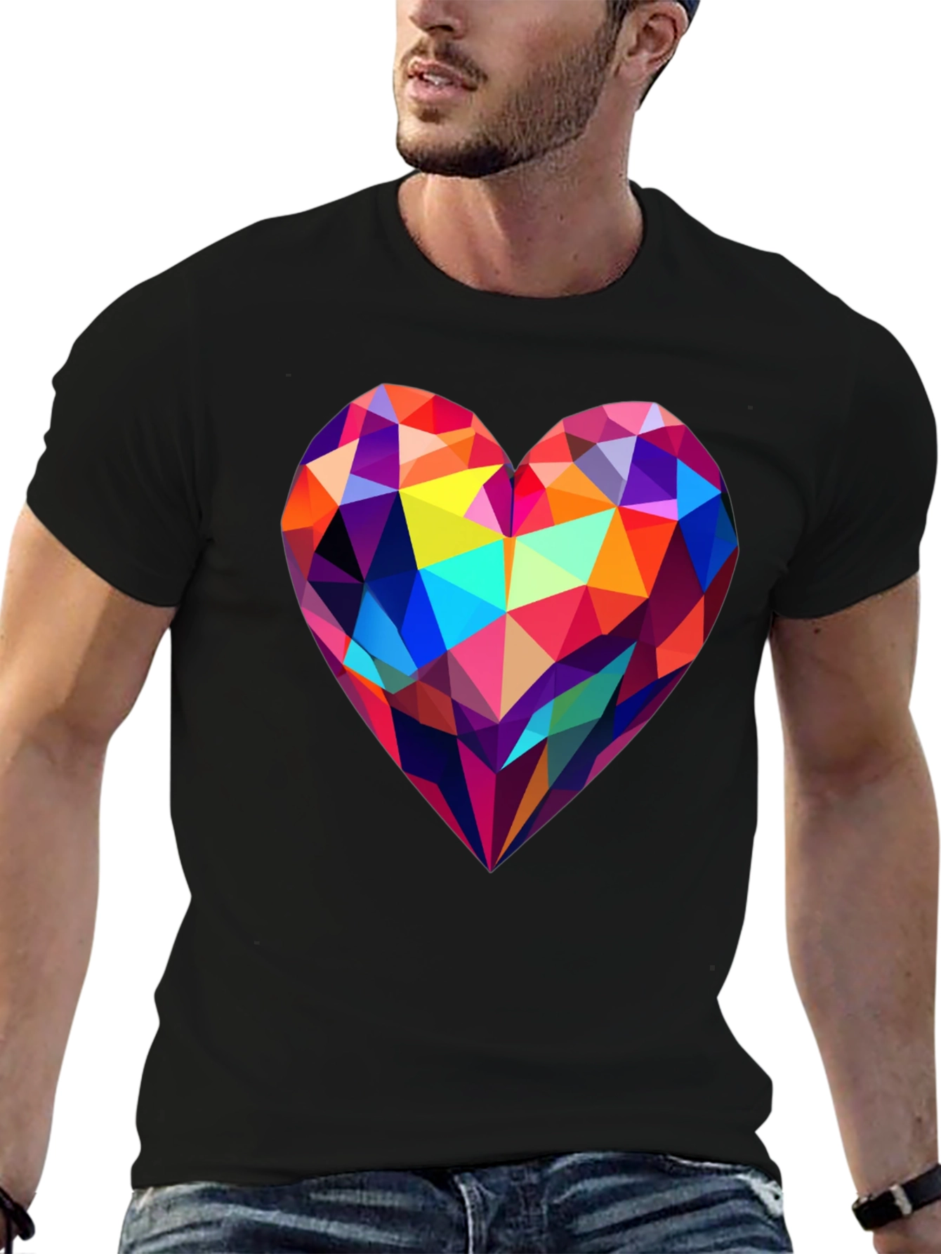 Geometric Heart Graphic Tee - Modern Design