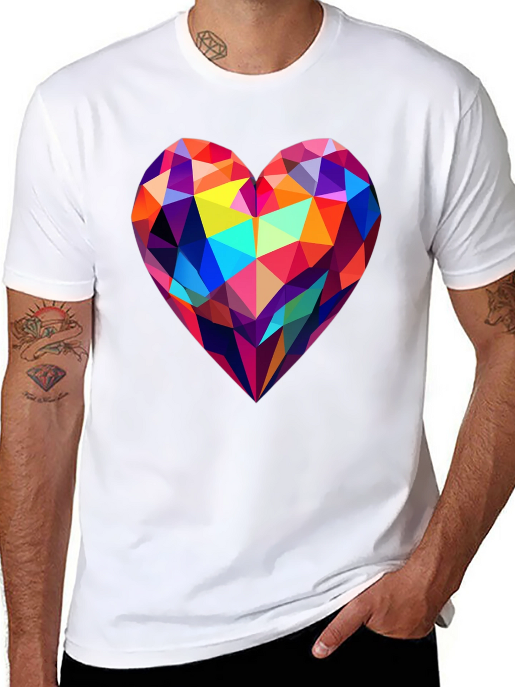 Geometric Heart Graphic Tee - Modern Design