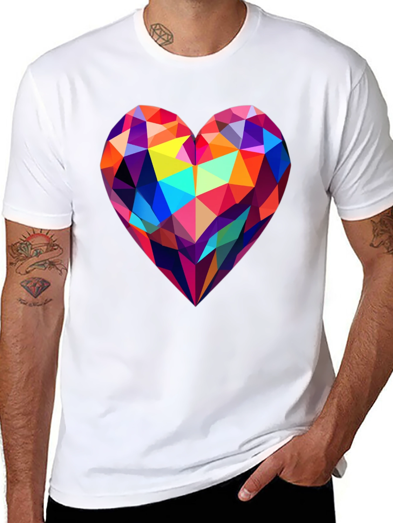 Geometric Heart Graphic Tee - Modern Design