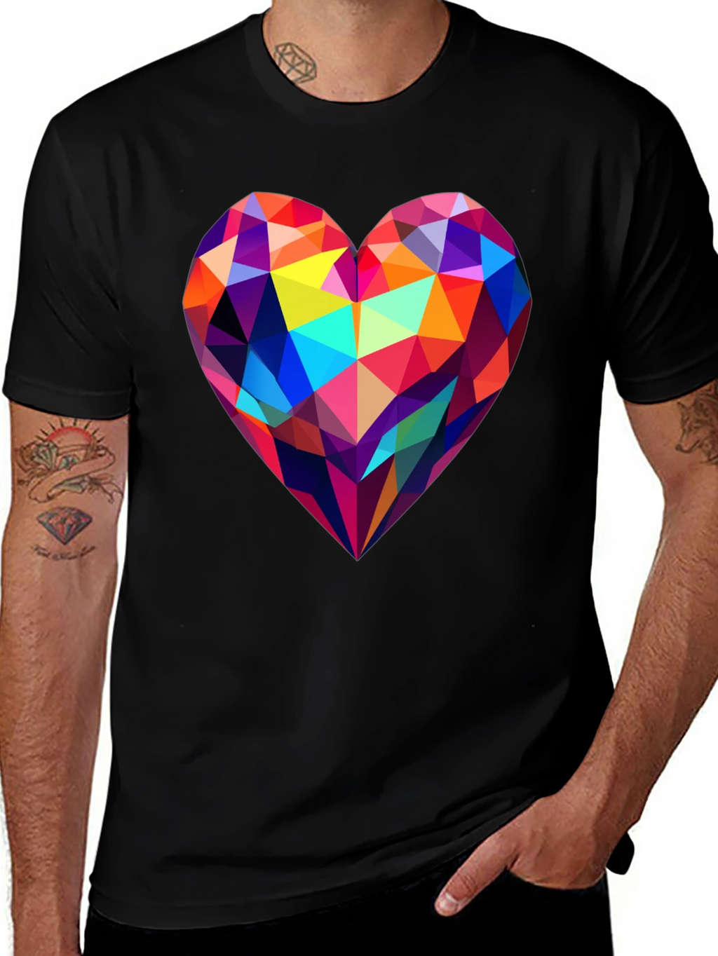 Geometric Heart Graphic Tee - Modern Design