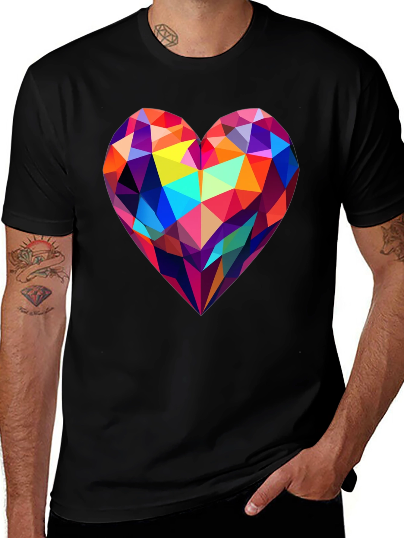 Geometric Heart Graphic Tee - Modern Design