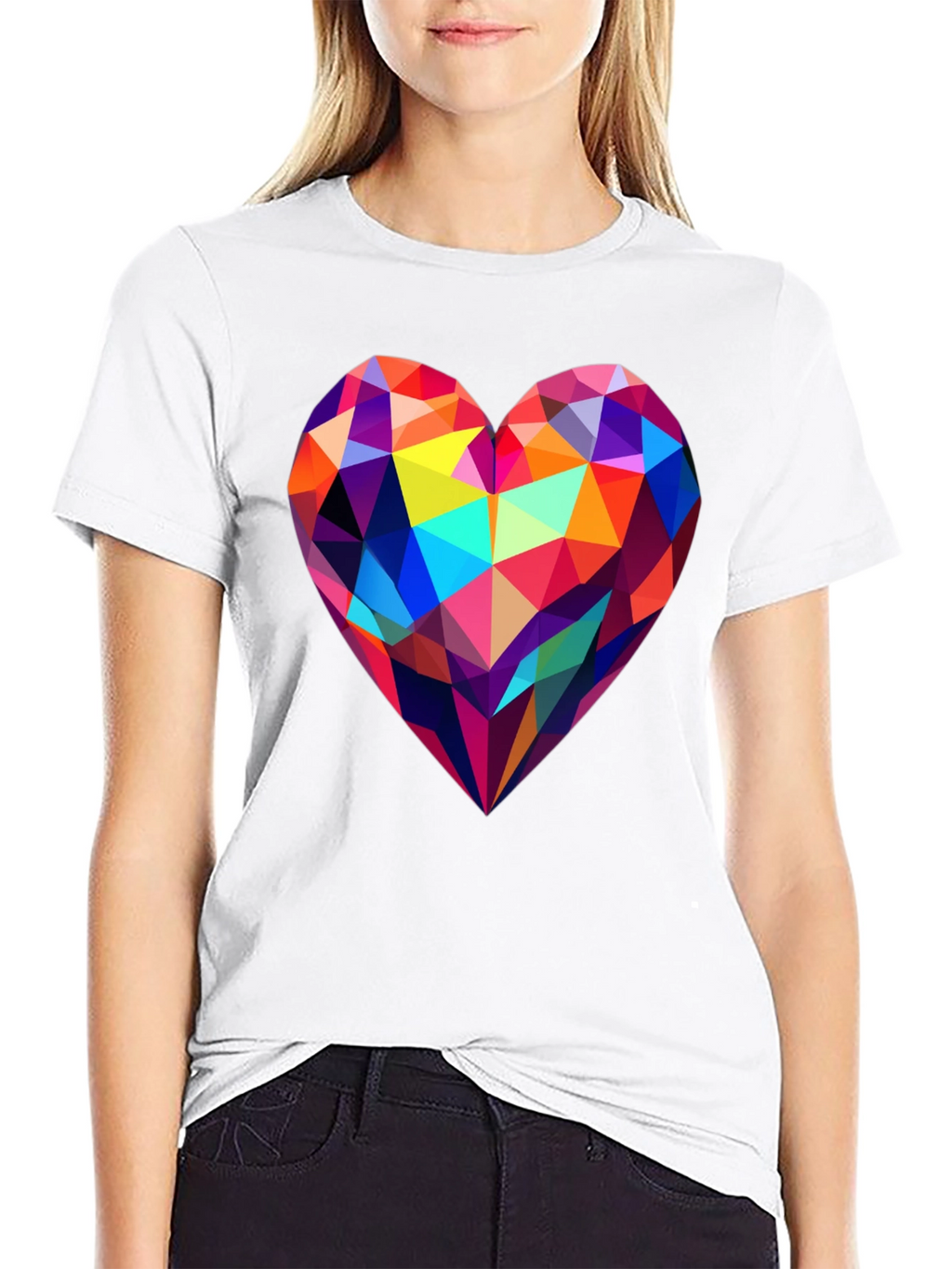 Geometric Heart Graphic Tee - Modern Design