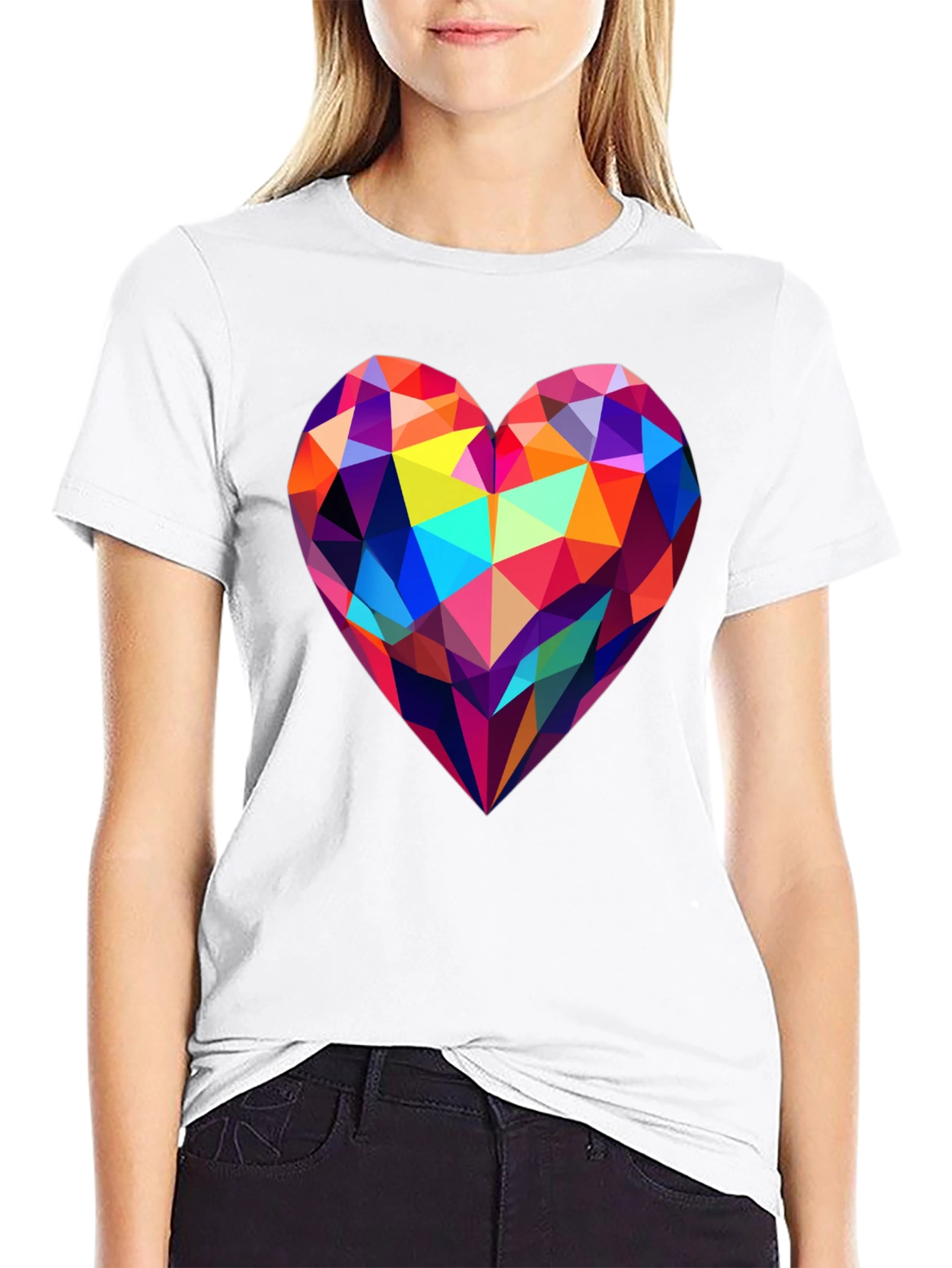 Geometric Heart Graphic Tee - Modern Design