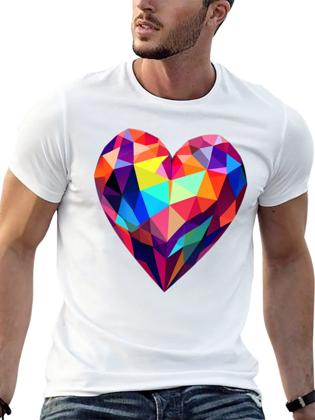 Geometric Heart Graphic Tee - Modern Design