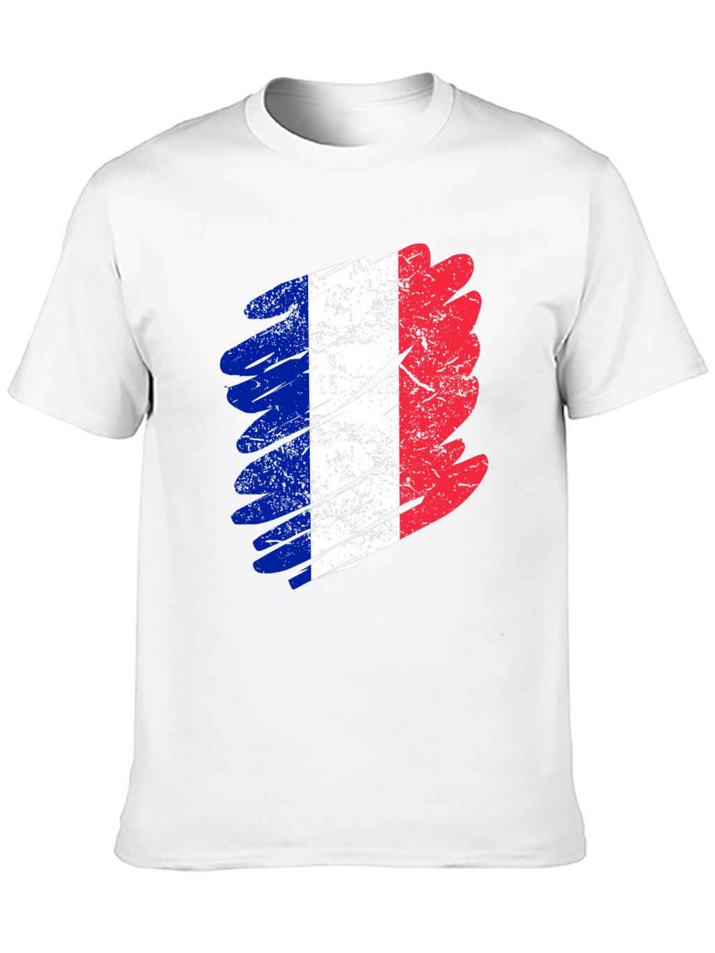 Distressed France Flag Graphic Tee - Black Cotton T-Shirt
