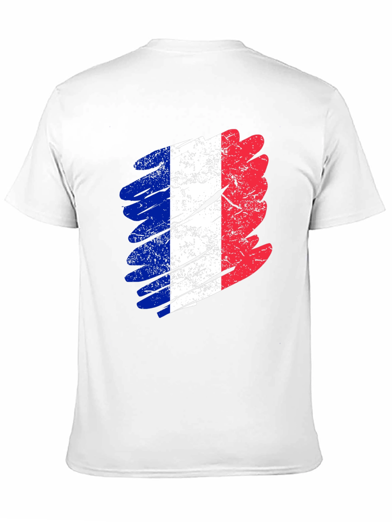 Distressed France Flag Graphic Tee - Black Cotton T-Shirt
