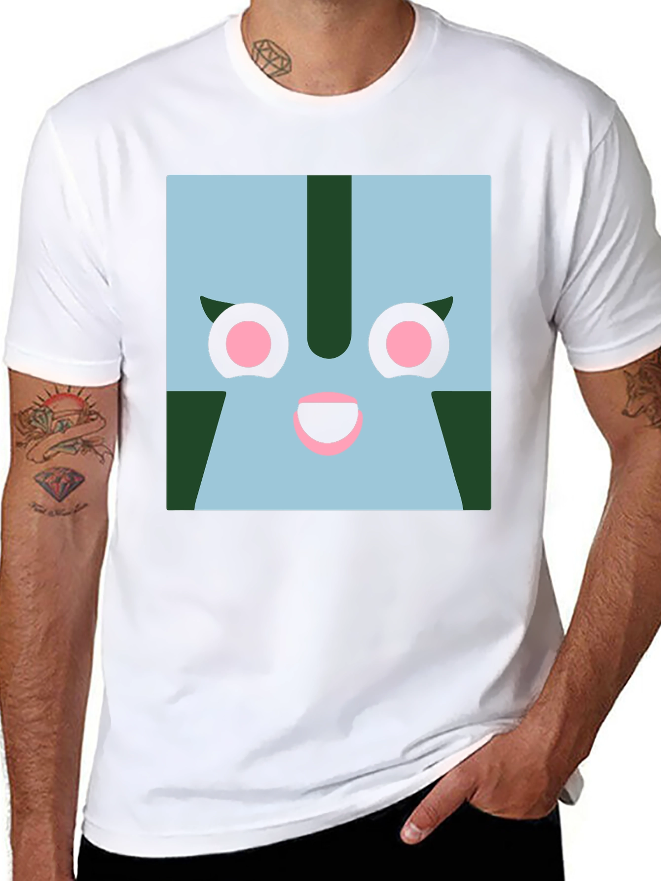 Geometric Character Graphic Tee - Black