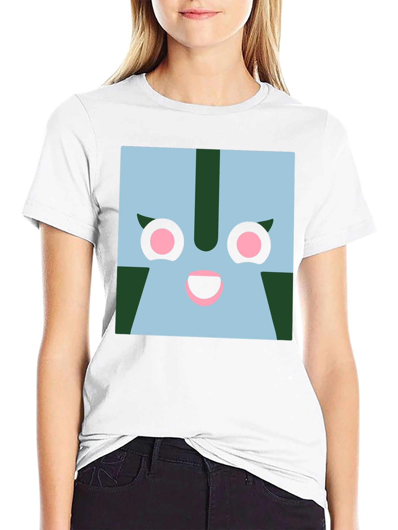 Geometric Character Graphic Tee - Black