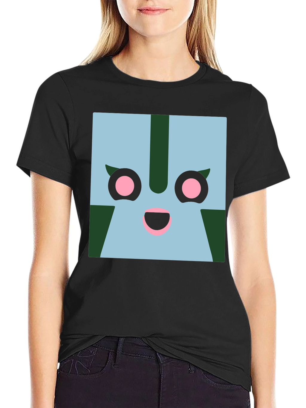 Geometric Character Graphic Tee - Black