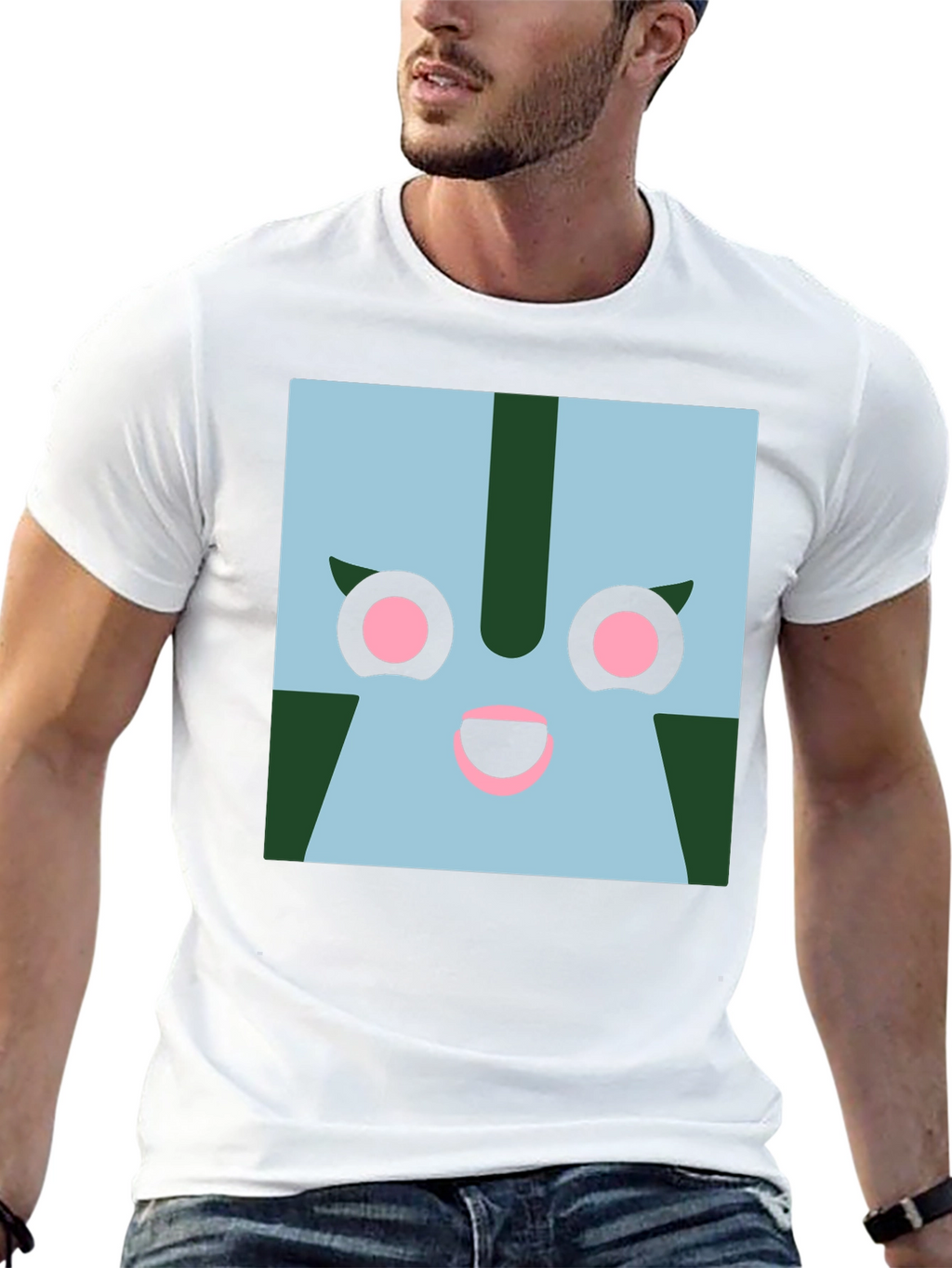 Geometric Character Graphic Tee - Black