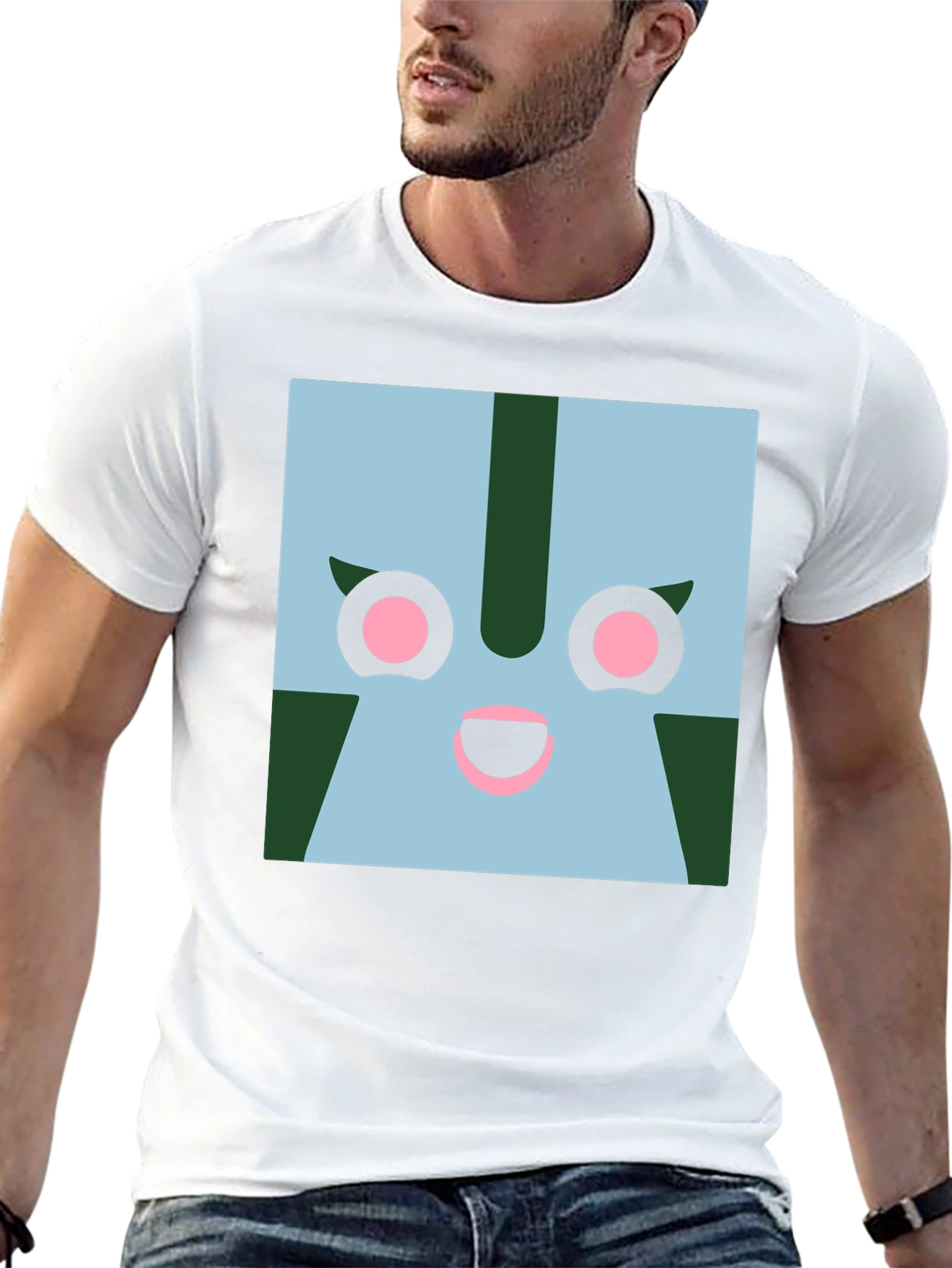 Geometric Character Graphic Tee - Black