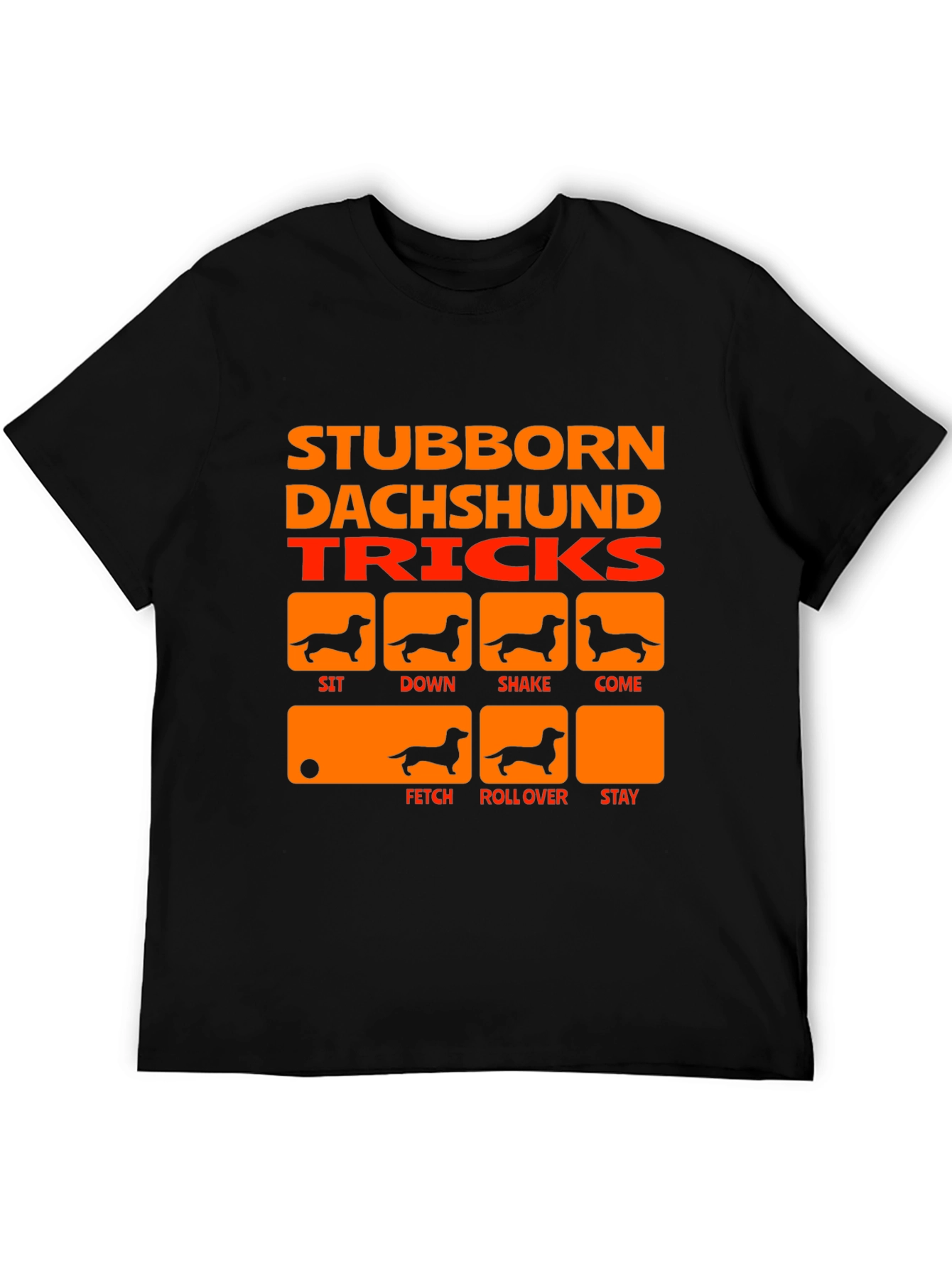 Stubborn Dachshund Tricks Black T-Shirt