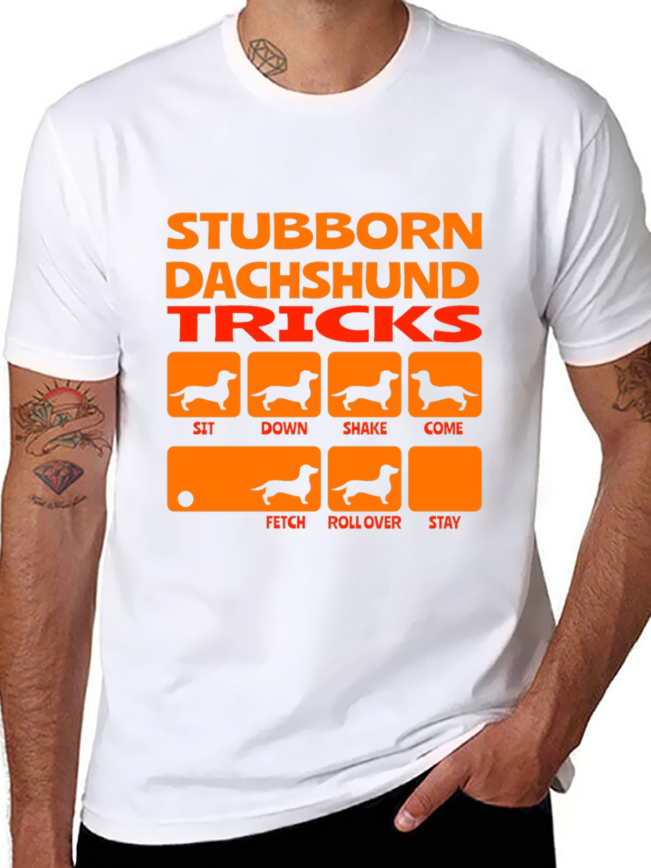Stubborn Dachshund Tricks Black T-Shirt