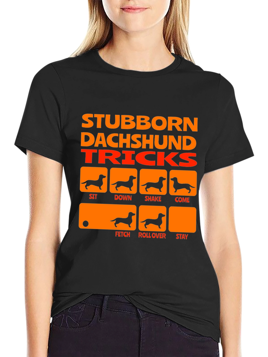 Stubborn Dachshund Tricks Black T-Shirt