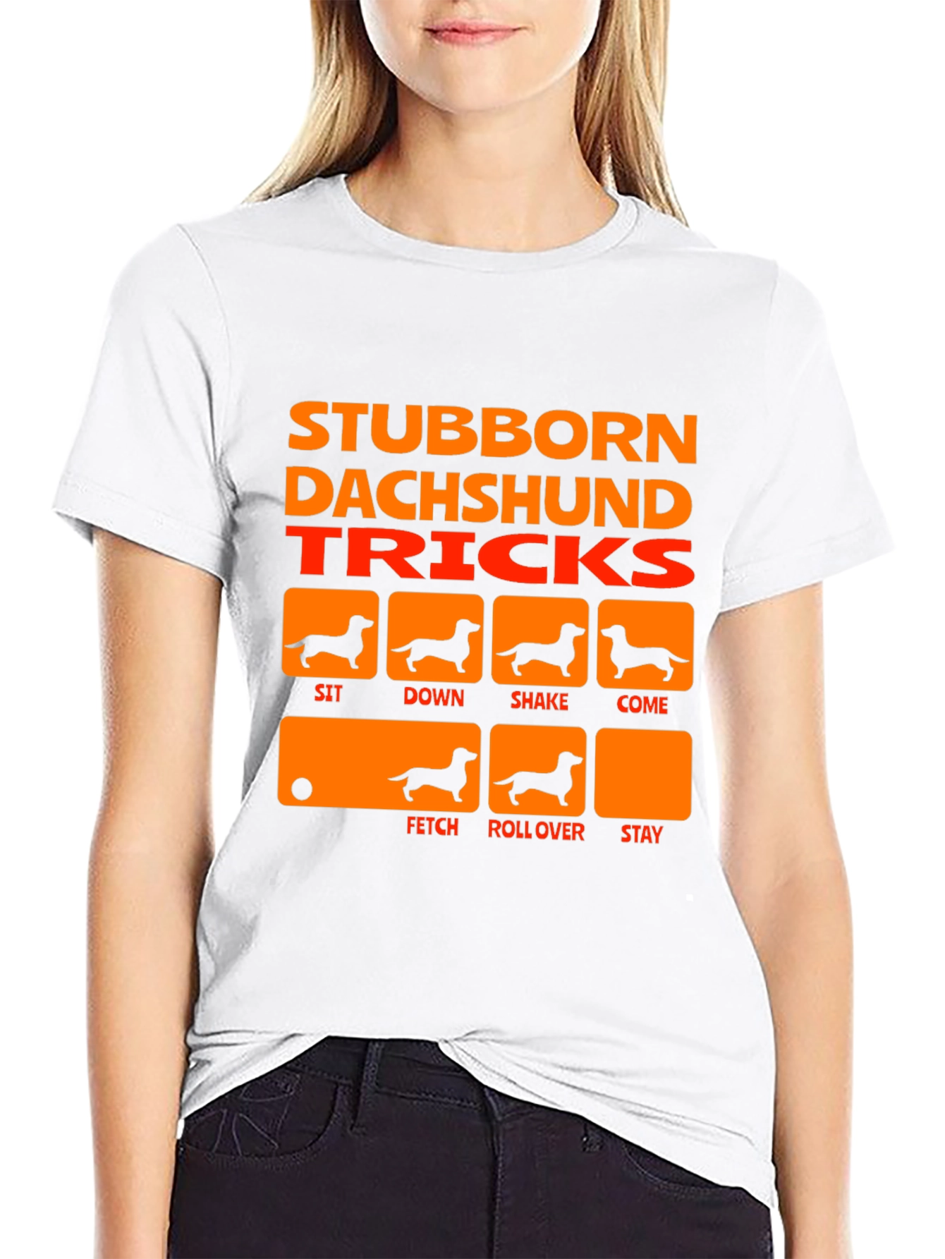 Stubborn Dachshund Tricks Black T-Shirt