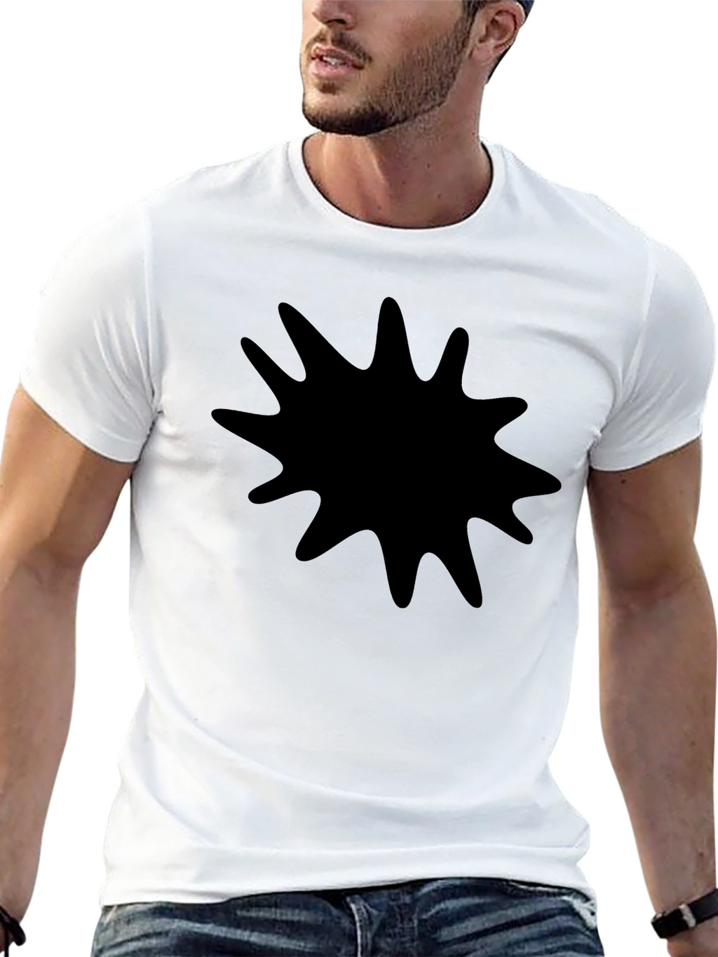 Black Graphic Tee - Abstract Splash Design