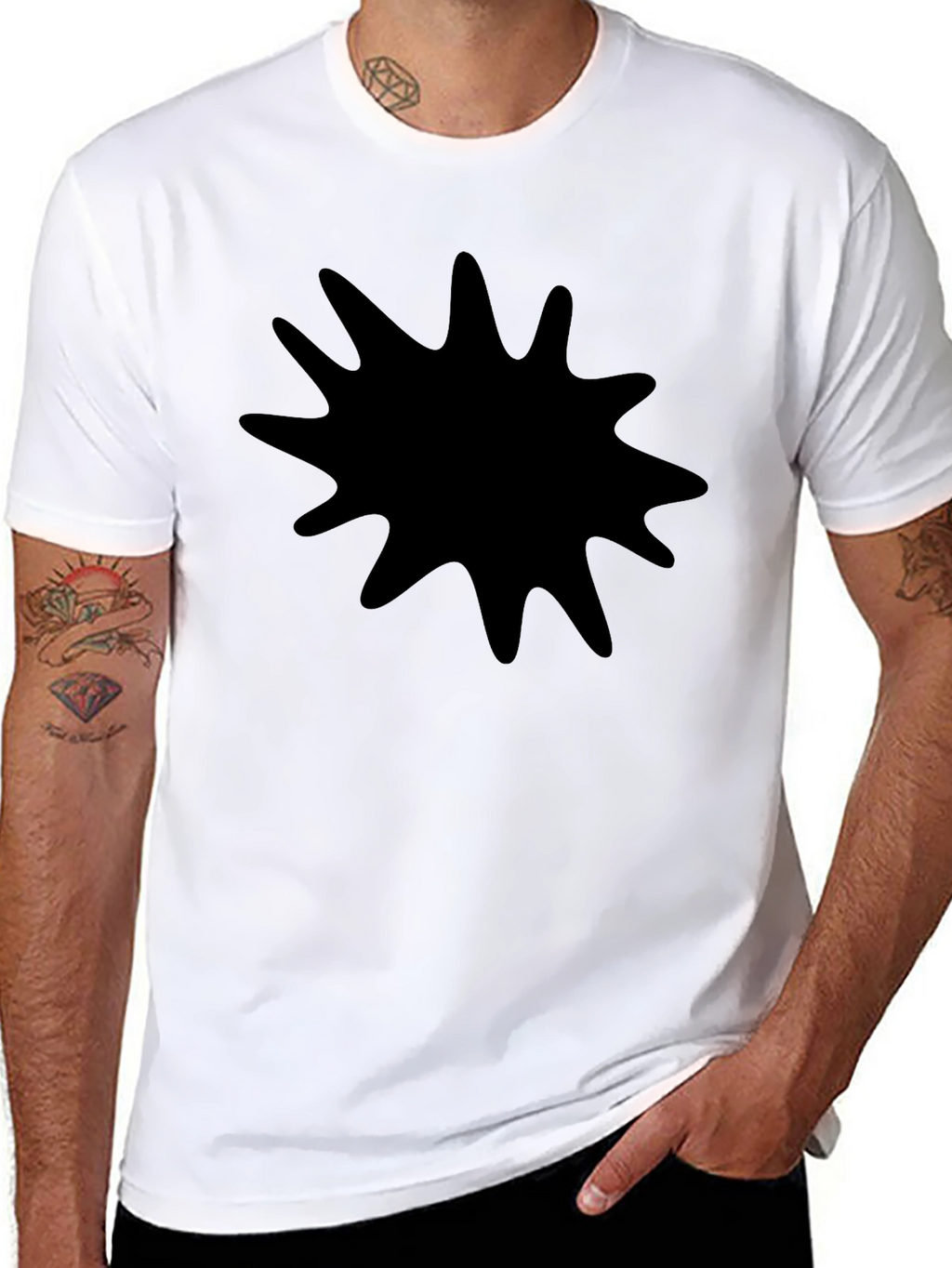 Black Graphic Tee - Abstract Splash Design