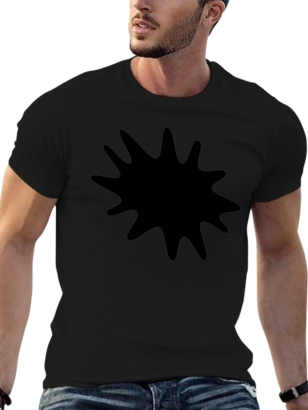 Black Graphic Tee - Abstract Splash Design