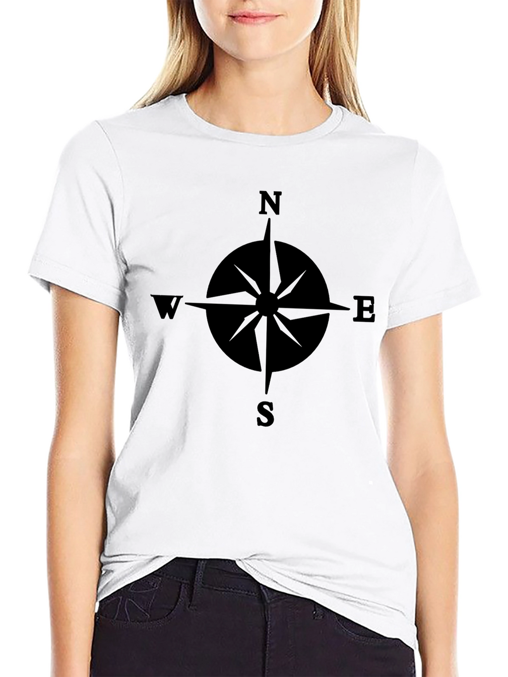 Compass Rose Graphic Black T-Shirt