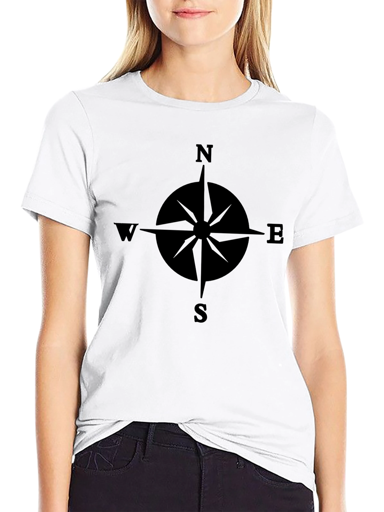 Compass Rose Graphic Black T-Shirt