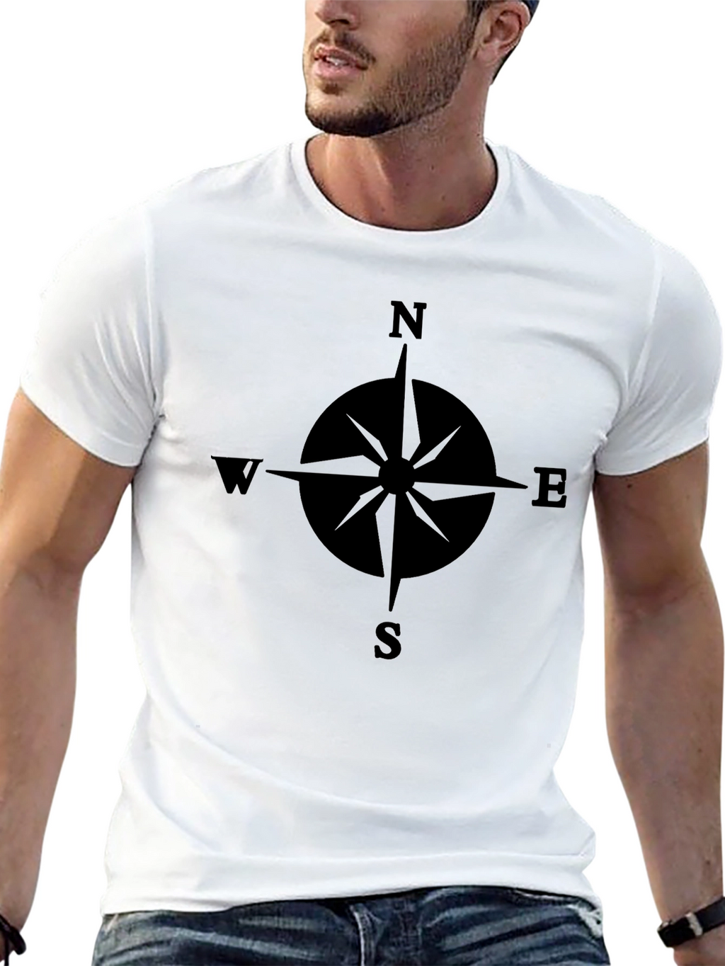 Compass Rose Graphic Black T-Shirt