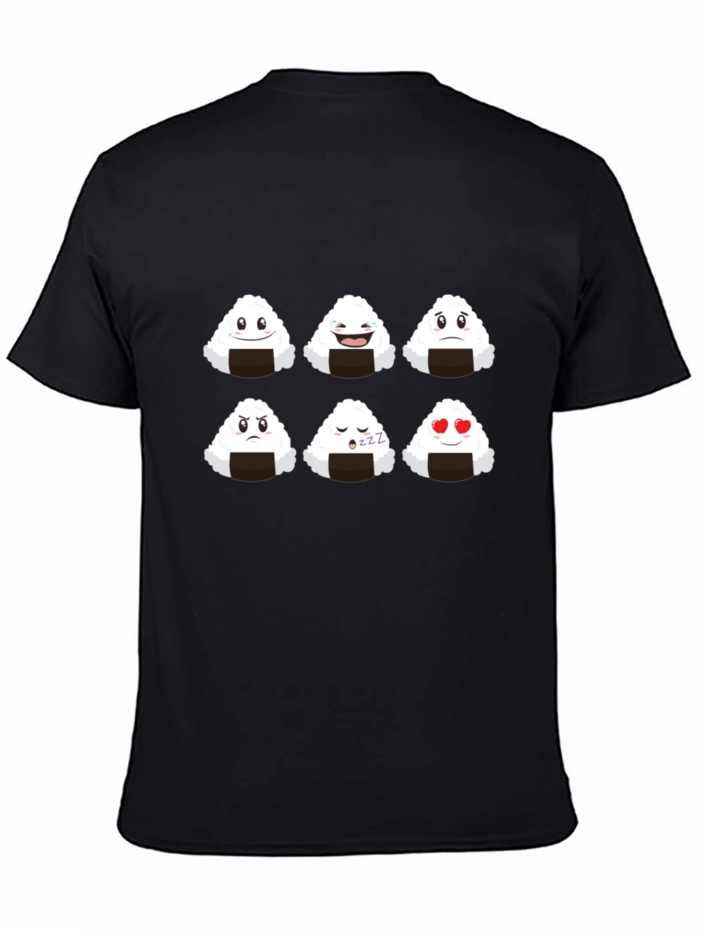 Emoji Onigiri Graphic Tee - Funny Rice Ball Shirt