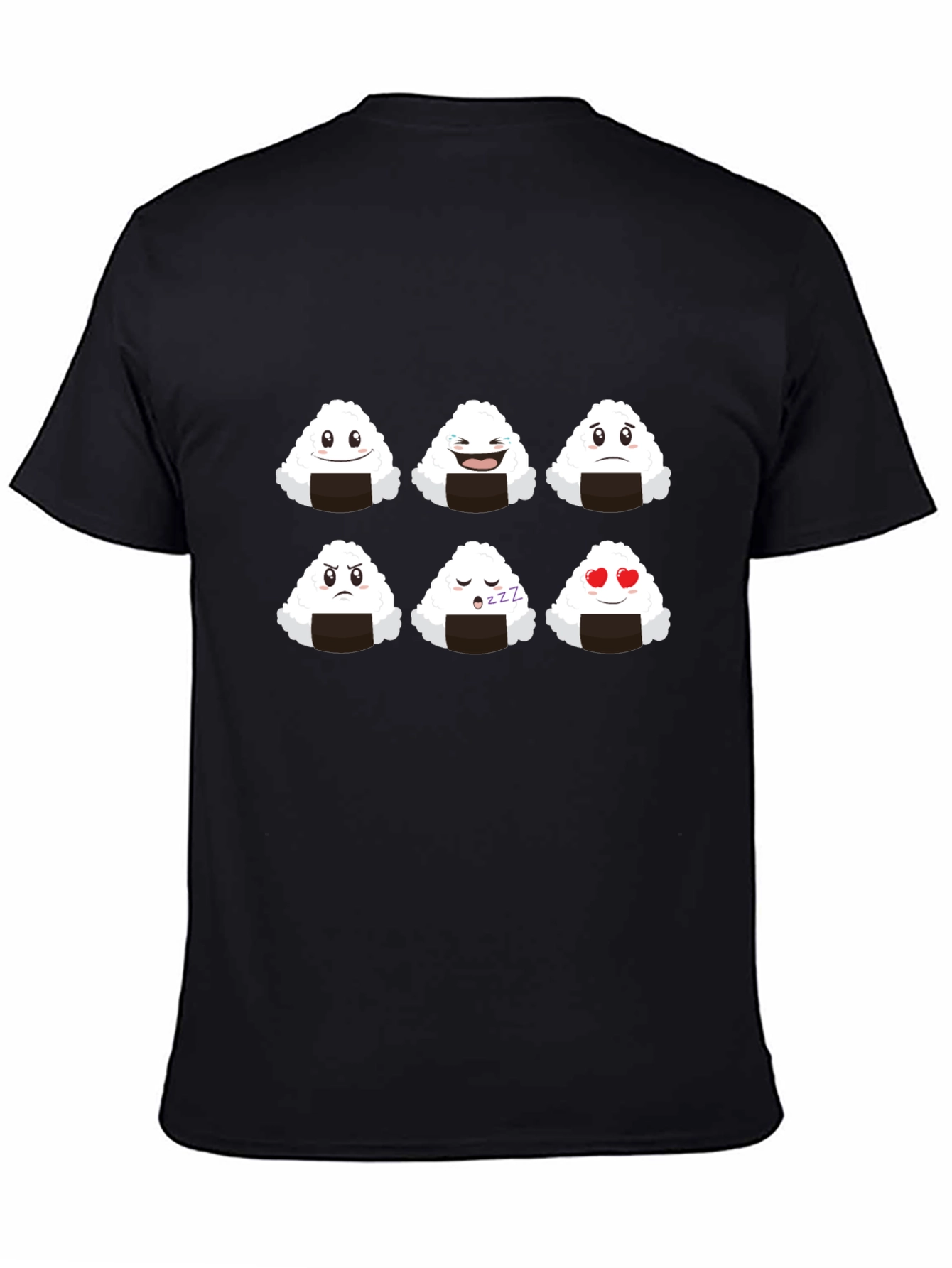 Emoji Onigiri Graphic Tee - Funny Rice Ball Shirt