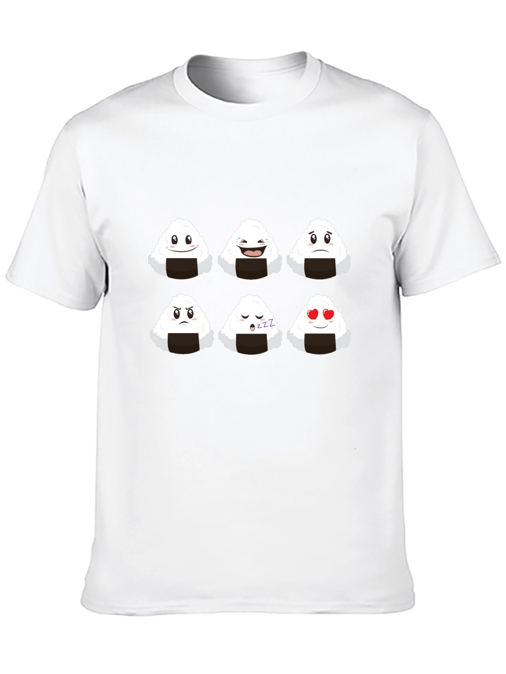 Emoji Onigiri Graphic Tee - Funny Rice Ball Shirt