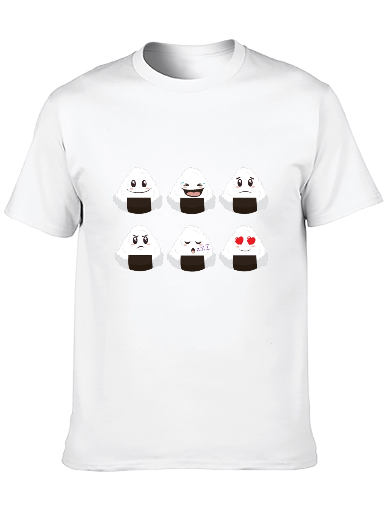 Emoji Onigiri Graphic Tee - Funny Rice Ball Shirt