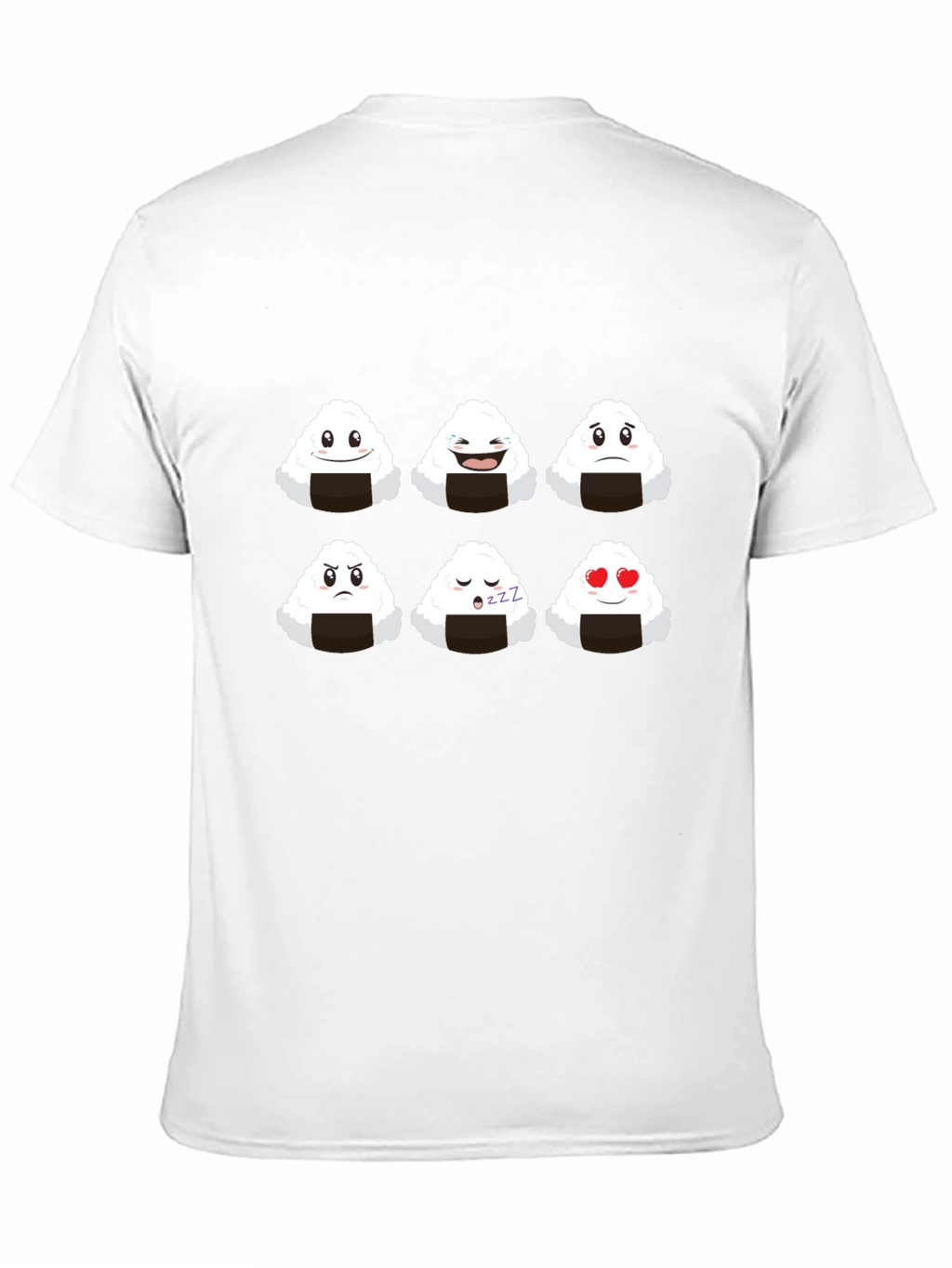 Emoji Onigiri Graphic Tee - Funny Rice Ball Shirt