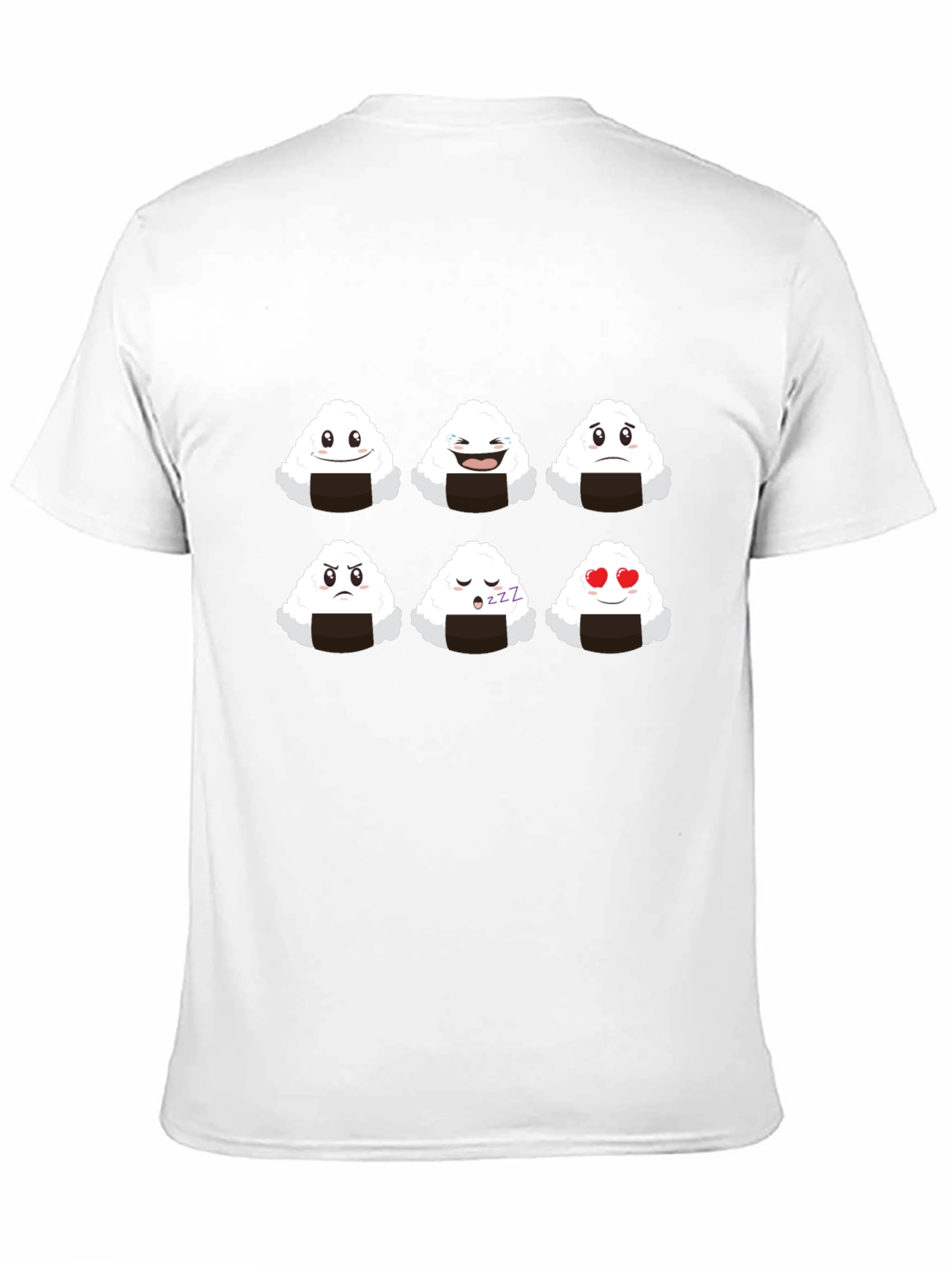 Emoji Onigiri Graphic Tee - Funny Rice Ball Shirt
