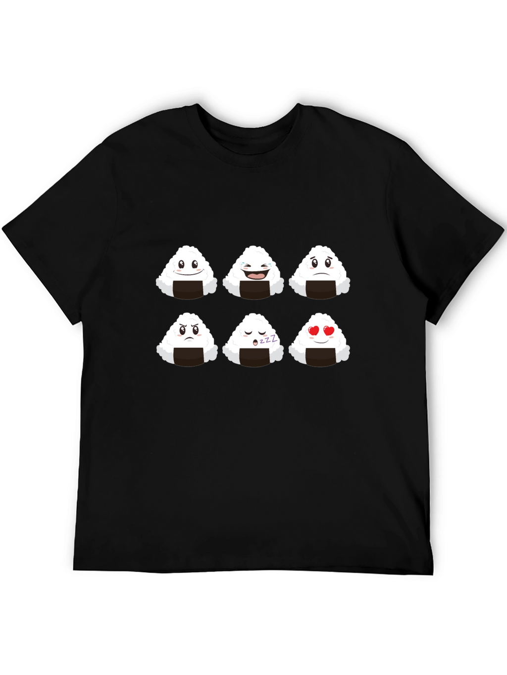 Emoji Onigiri Graphic Tee - Funny Rice Ball Shirt