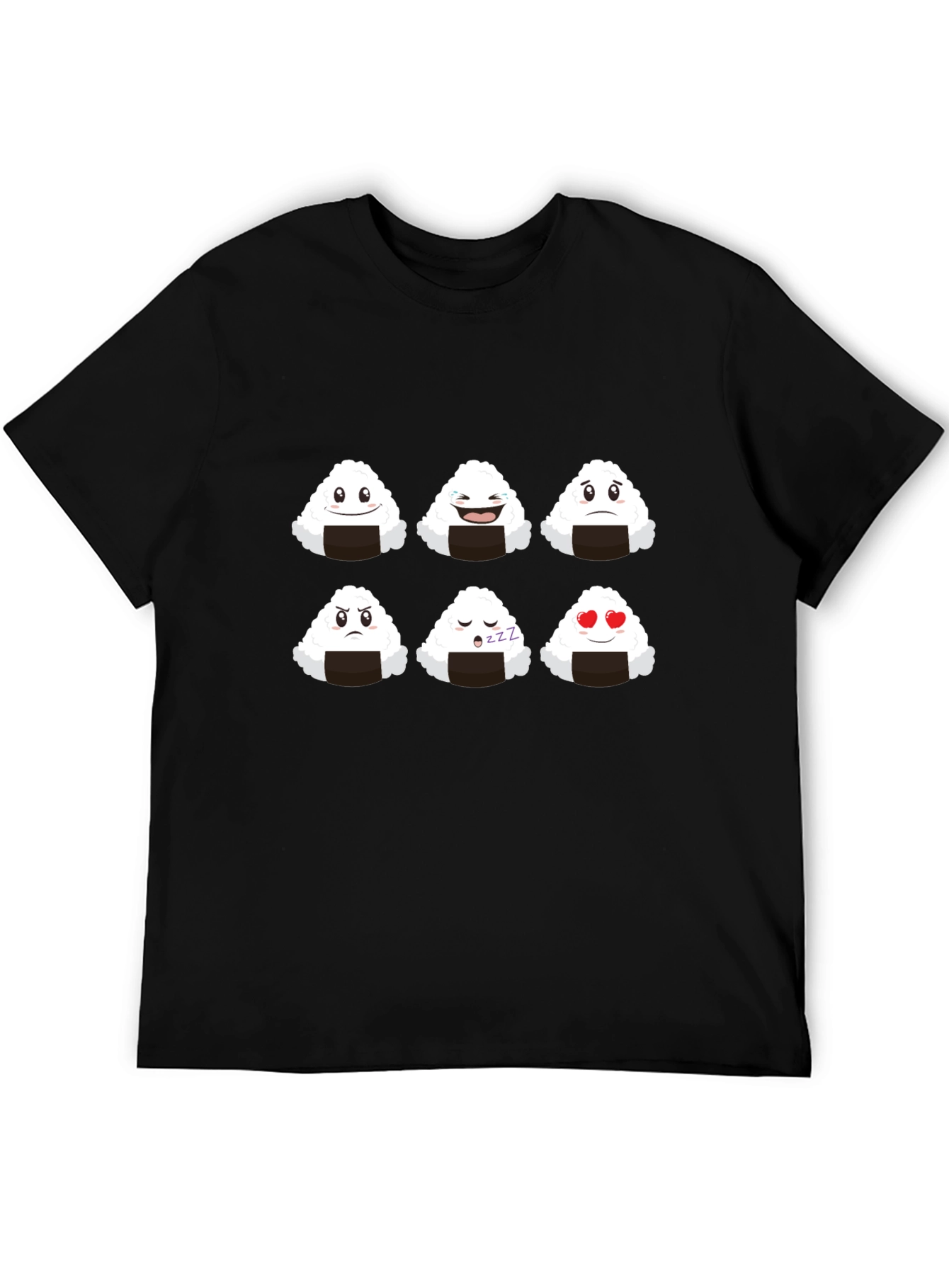Emoji Onigiri Graphic Tee - Funny Rice Ball Shirt