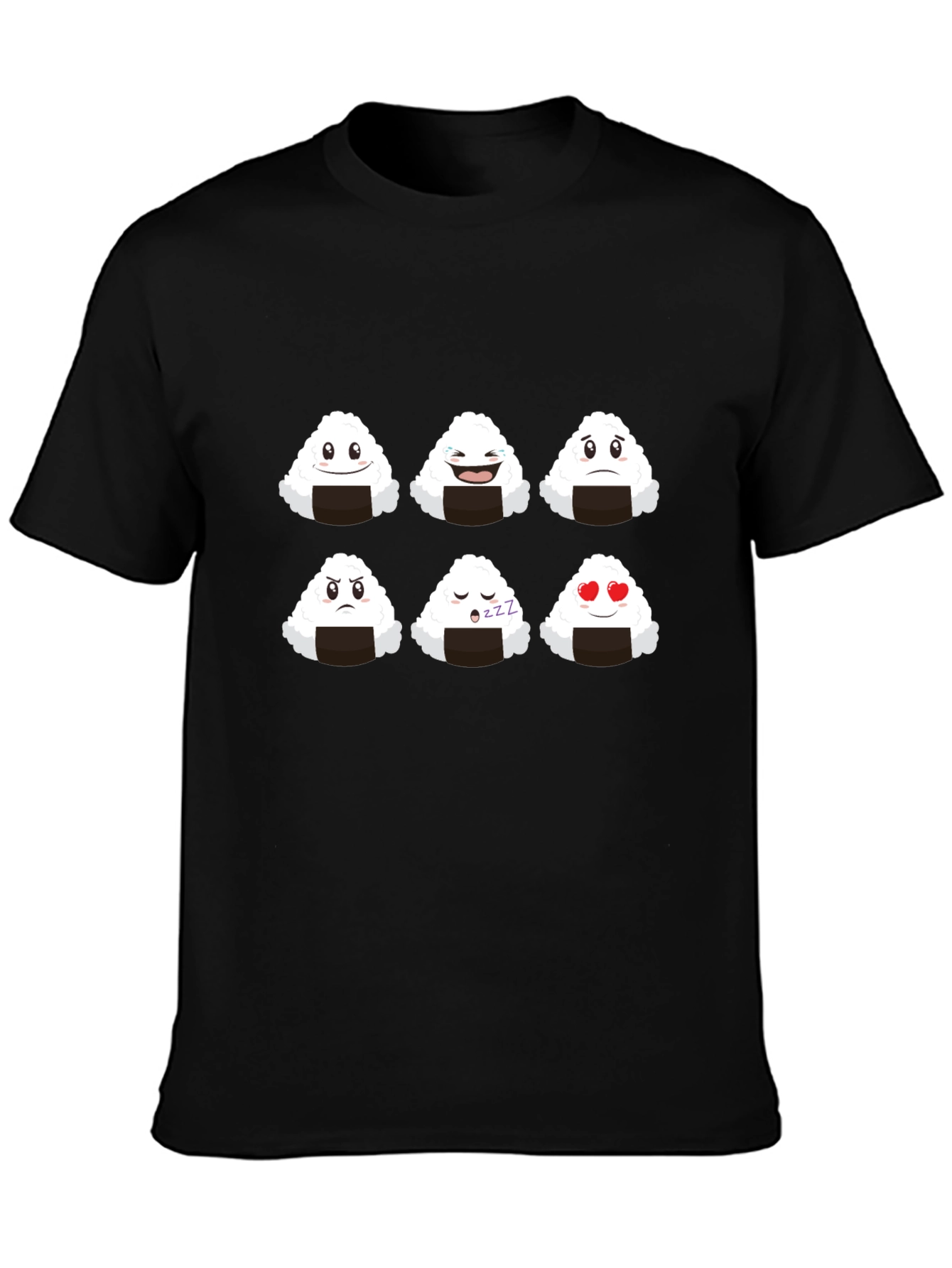 Emoji Onigiri Graphic Tee - Funny Rice Ball Shirt